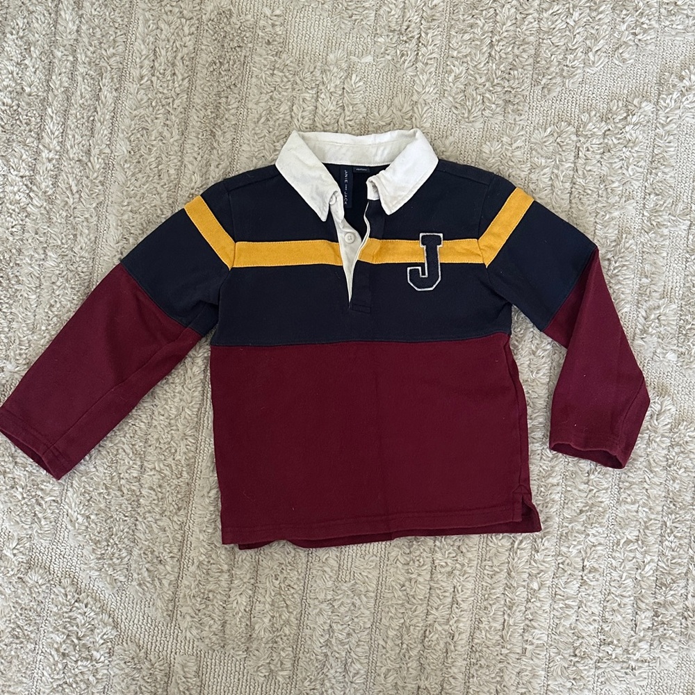 Janie and Jack Colorblock Polo - Navy, Gold, Burgundy
